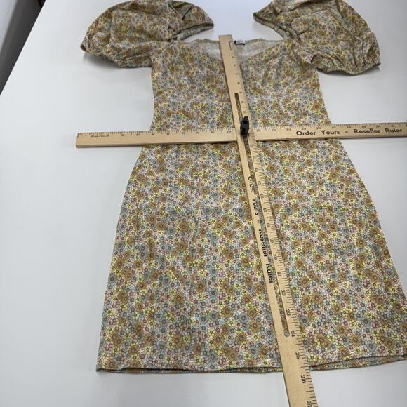 Zara Dress Womens Small Yellow Floral Puff Sleeve V Neck Mini Spring Summer Boho - Picture 8 of 8